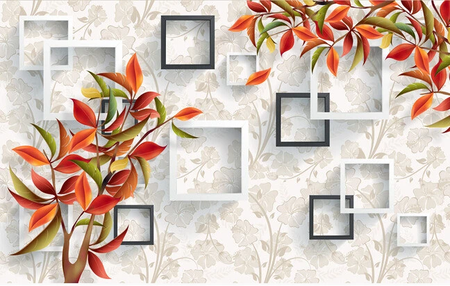 Пользовательские 3D цветочные обои. Красивая теплая элегантная красная Фреска