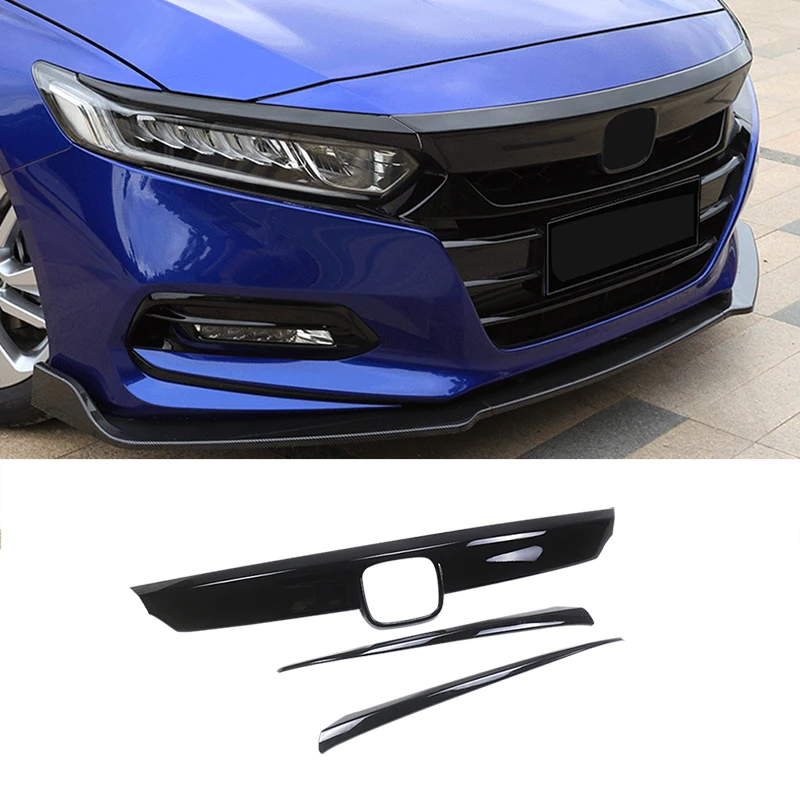 Лояльность для Honda 10th Gen Accord Передняя головка бампера Решетка подбородка губы и свет лампы век молдинг Гарнир ABS блеск черный