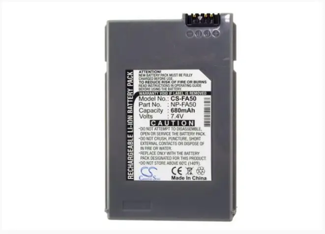 

Аккумулятор Cameron Sino 680 мА · ч для SONY DCR-DVD7, DCR-DVD7E, DCR-HC90, DCR-HC90E, DCR-HC90ES, NP-FA50