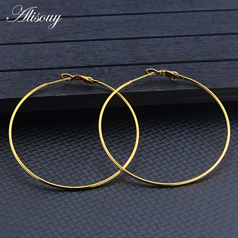 Alisouy 1 пара простые большие серьги-кольца для женщин заявление ювелирные изделия