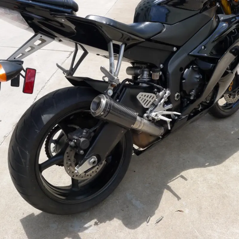 Выхлопная труба мотоцикла для Yamaha YZF-R6 глушитель для YZF R6 escape глушитель из углеродного волокна и титановая средняя Соединительная труба