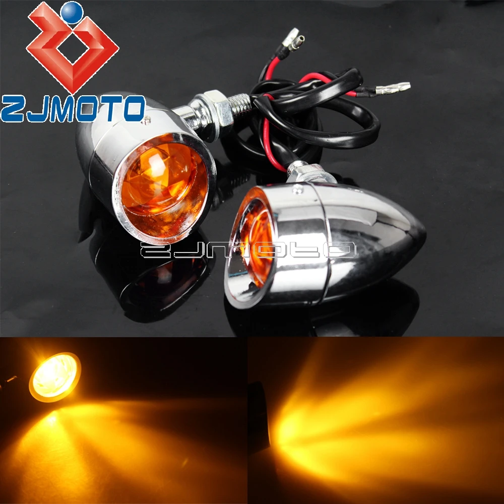2x Chrome Янтарный поворотники Световые индикаторы шоры Для Harley Bobber Chopper кафе рейсеры