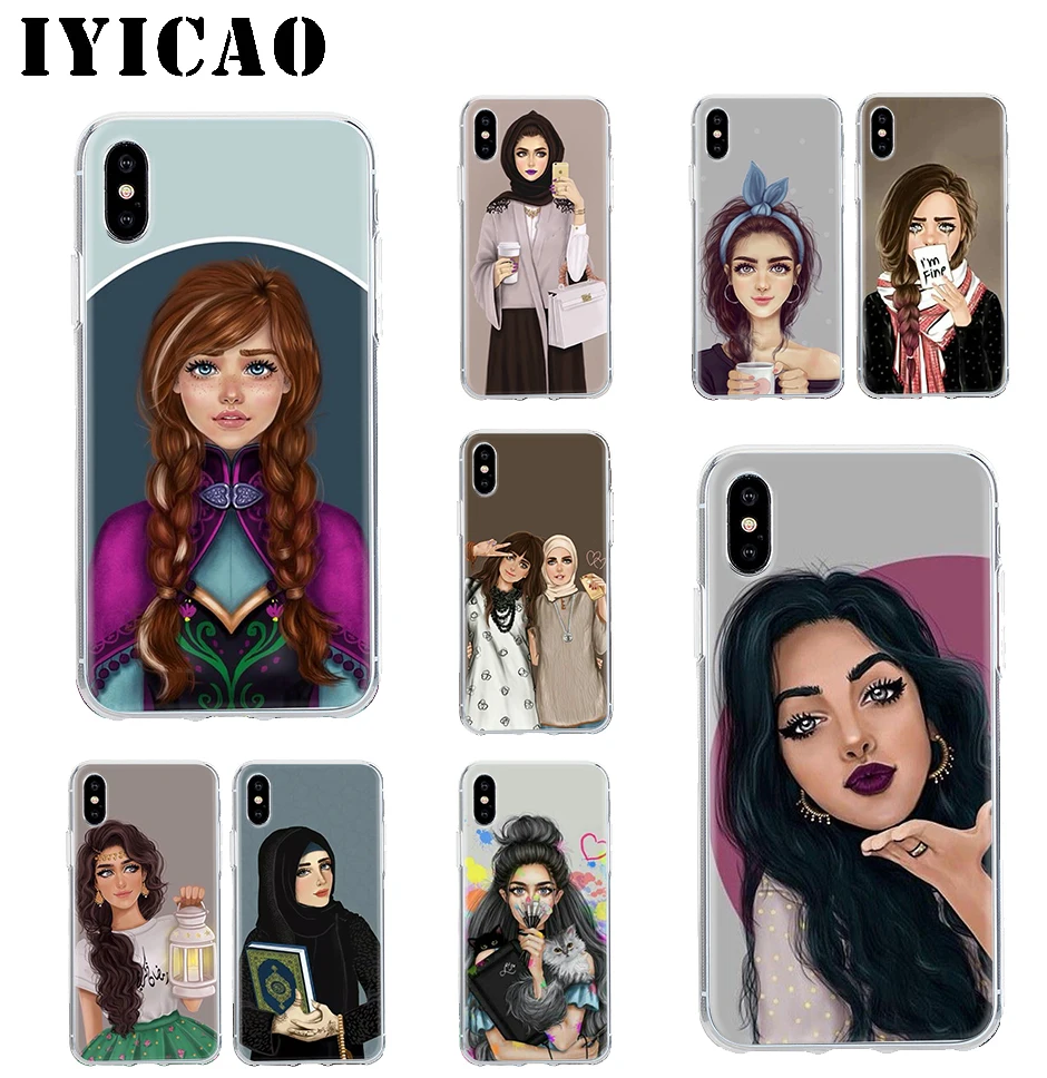 Жесткий мусульманский чехол Best Friend School Girly M Queen для iPhone 4 4S 5 5S Se 6 7 7plus 8 8Plus X XS MAX XR 6s