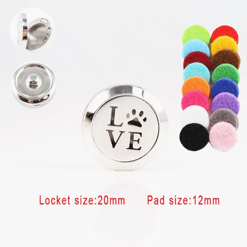 

Love Perfume Locket (20mm) Stainless Steel Aromatherapy Locket Essential Oil Diffuser Snap Button Fit 18mm DIY Snap Jewelry