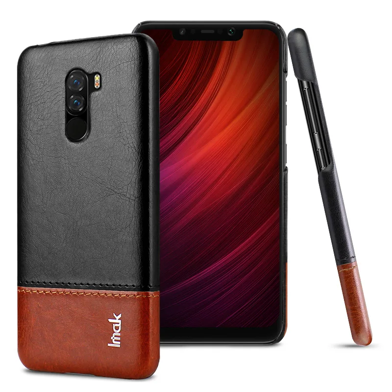 black and brown Imak Роскошные Ruiyi чехлы для Xiaomi Pocophone F1 чехол тонкий чехол для задней панели телефона оболочки жесткий ПУ ПК coque облегающие накладки защитный чехол для телефона - Цвет: black and brown