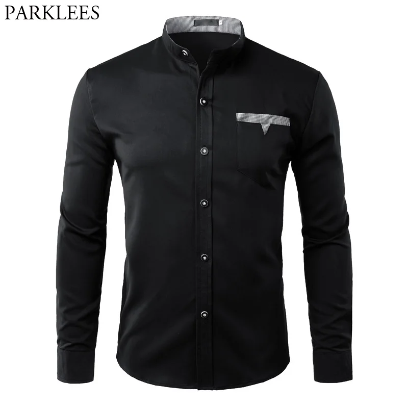 Мужская хипстерская рубашка с воротником приталенная длинным рукавом Camisas Para Hombre