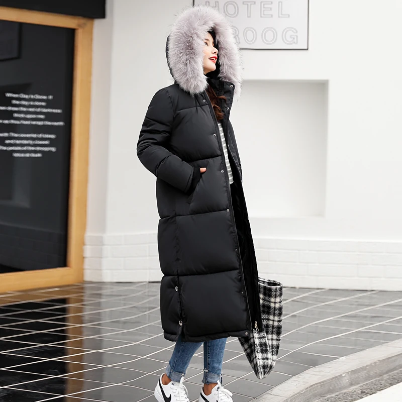 2018 средней длины зимняя куртка Для женщин куртки с хлопковой подкладкой большой