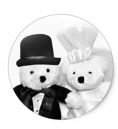 

1.5inch Teddy Bear Wedding Classic Round Sticker