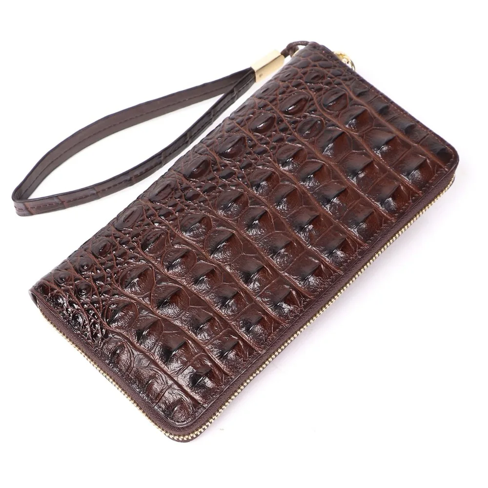 Long wallet real crocodile skin man crocodile belly leather hand man grab  man s wallet clip Europe and America 003tb