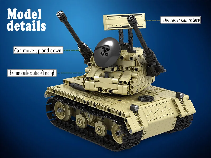 MOC Военный танк с дистанционным управлением 2,4 GHz Technic с моторной коробкой 759 шт строительные блоки кирпичи игрушки для детей