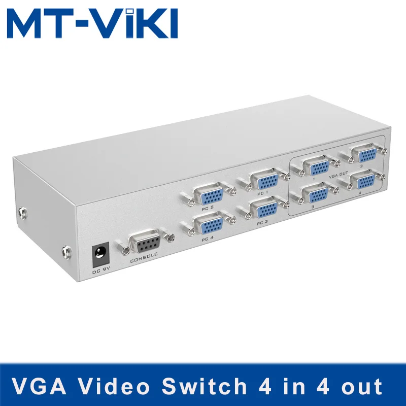 Distribuidor de Vídeo 4 em 4 Interruptor Mt-viki Fora Splitter pc Imagem Seletor Remoto ir Rs232 Controle Serial Mt-404cb Vga