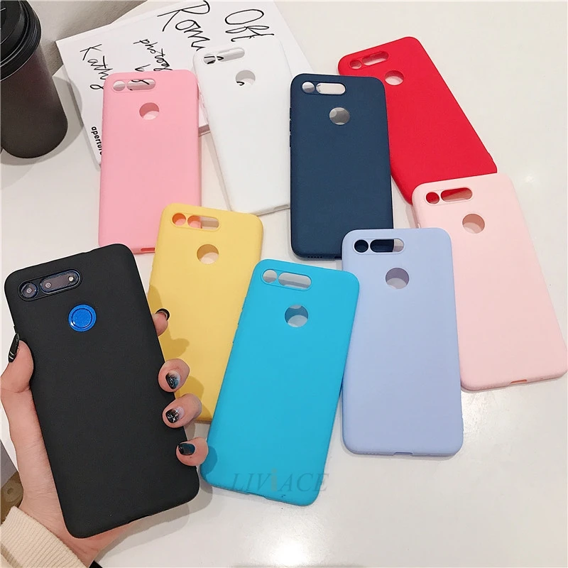 Матовый Силиконовый чехол карамельных цветов для huawei honor view 20 v20 черный мягкий ТПУ