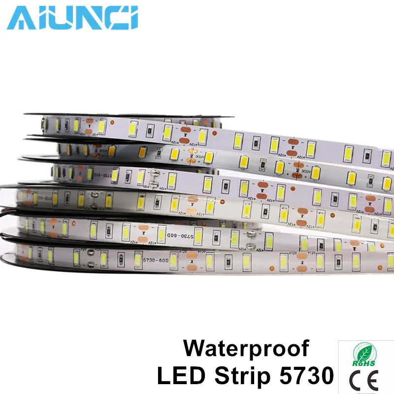 Светодиодные ленты 5730 IP65 60 Светодиодный s/m DC12V Водонепроницаемый ярче чем 5050 5630