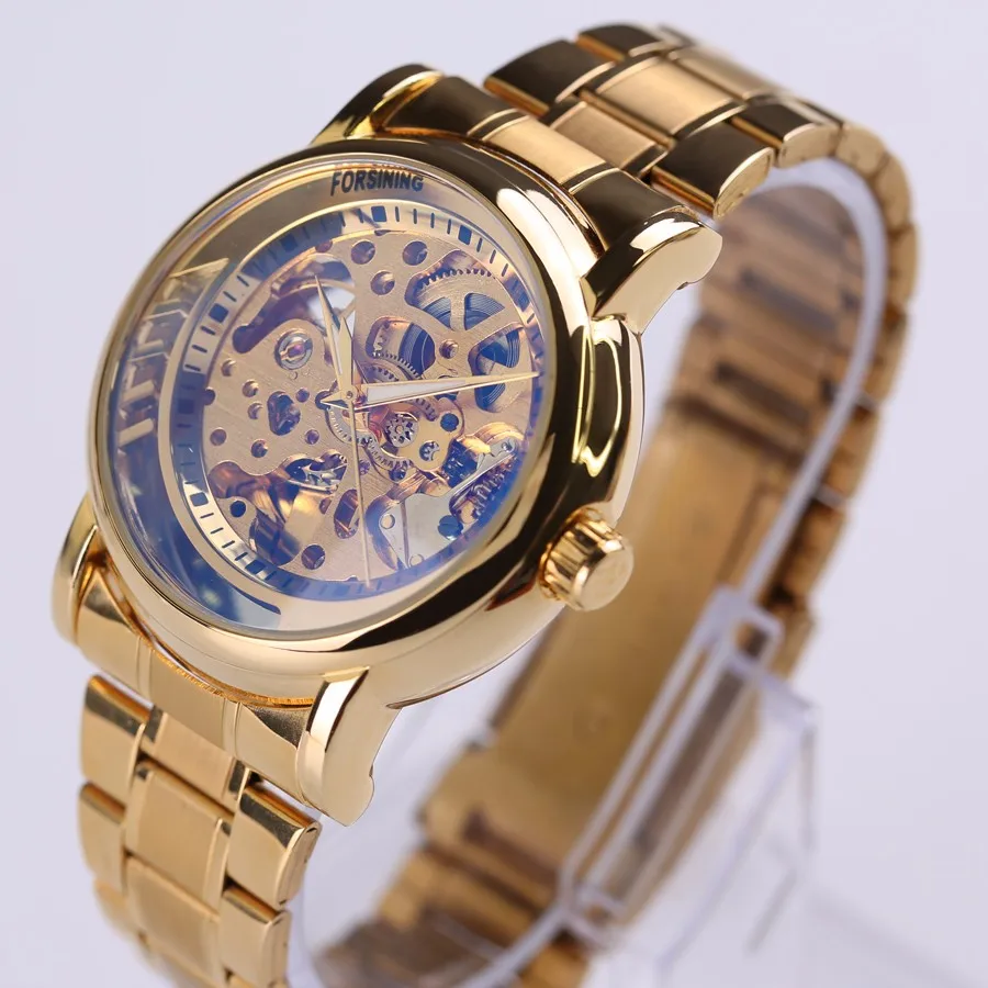 Новинка 2018 золотые часы роскошные Брендовые мужские модные автоматические