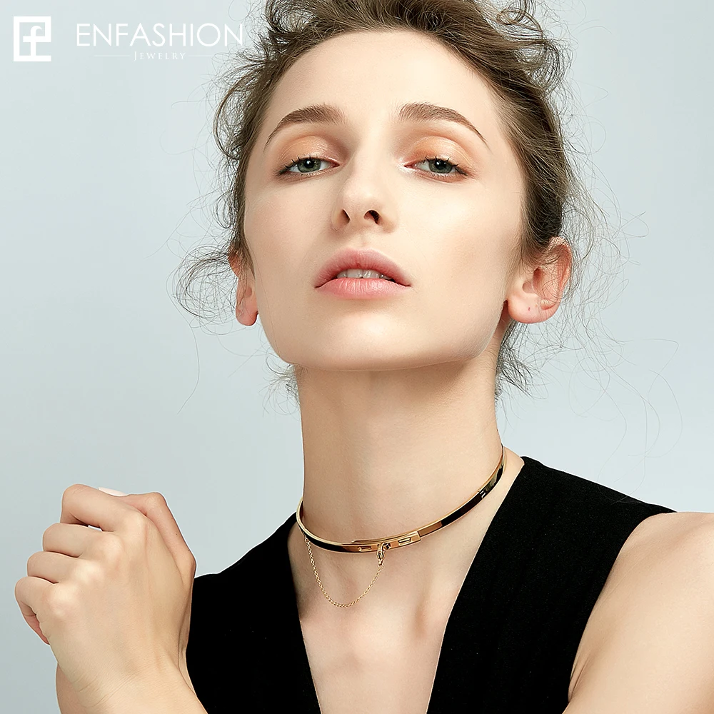 Enfashion, безопасная цепочка, чокеры, золотые ожерелья и подвески, цветное ожерелье, колье из нержавеющей стали, ожерелье для женщин, ювелирное изделие, колье