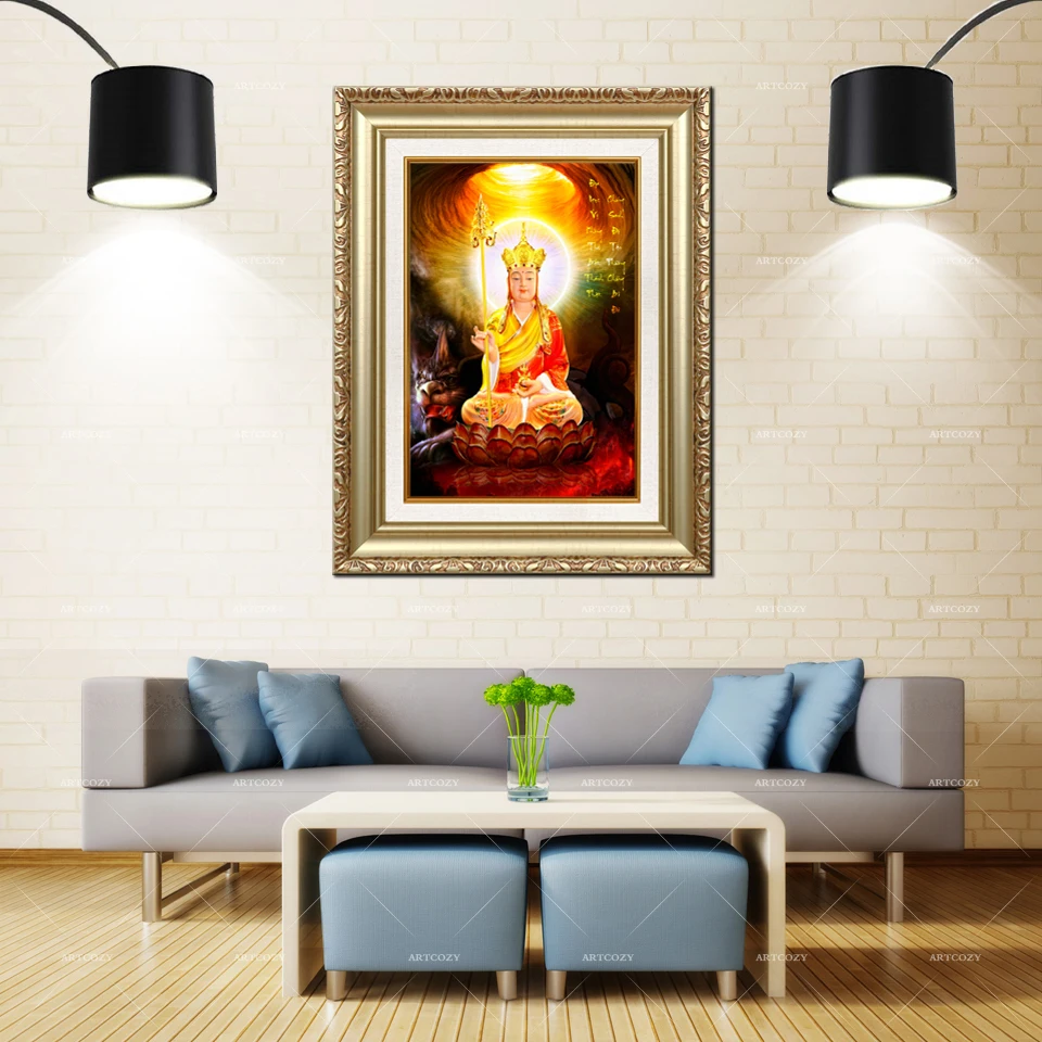 

Artcozy Golden Frame Abstract dia vuong bo tat Waterproof Canvas Painting