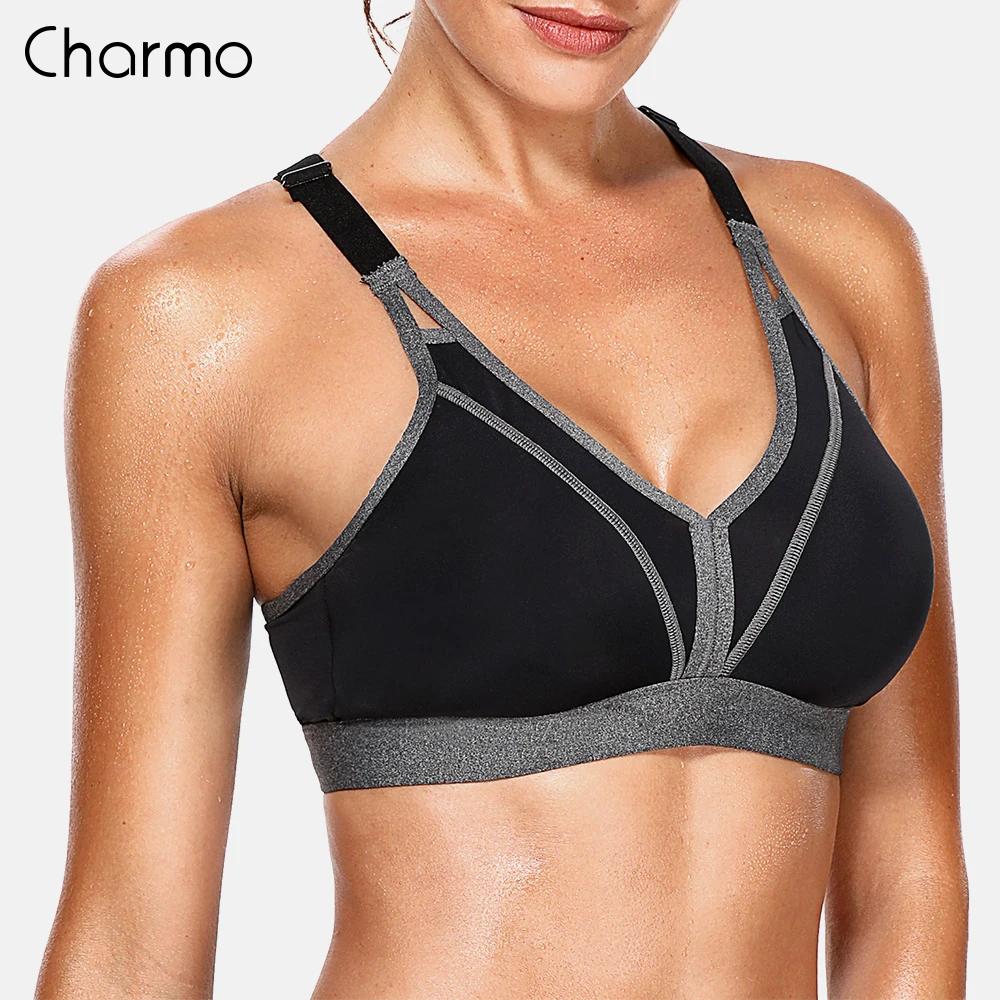 

Спортивный женский бюстгальтер Charmo, высокая ударопрочность, поддержка спины, бюстгалтер для йоги и бега, тренировочный бюстгальтер, нижнее ...