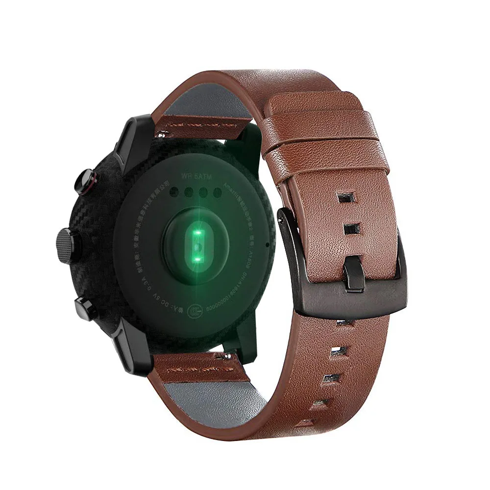 Brown DKPLNT черный ремешок для часов из натуральной кожи для xiaomi huami amazfit 2 ремешка 22 мм ремень для samsung gear S3 Frontier/Classic - Цвет: Brown