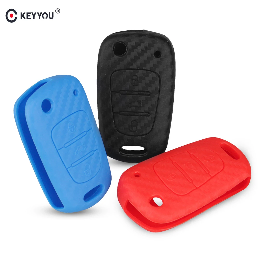 Силиконовый чехол для ключей KEYYOU из углеродного волокна Kia RIO K2 K5 Sportage Sorento Hyundai i20