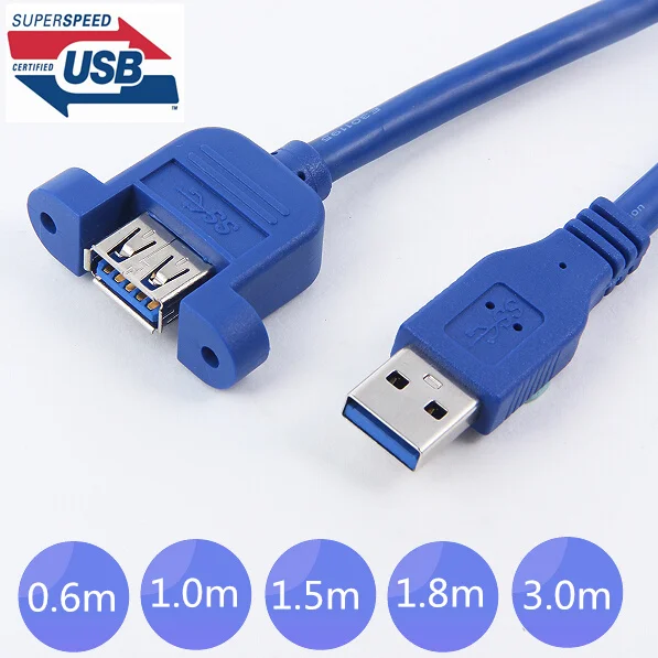 

Standard USB 3.0 Male to Female Extension Connector Cable With Panel Mount screw Hole 0.6m 1m 1.5m 1.8m 3m 2ft 3ft 5ft 6ft 10ft