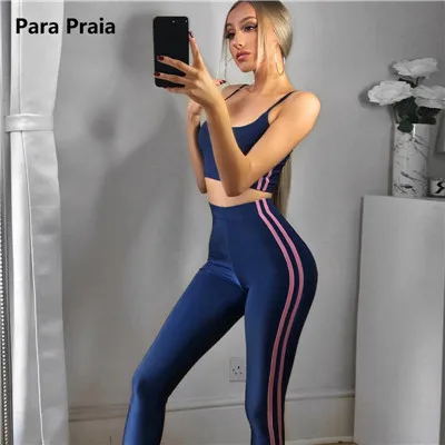 blue pink stripe Новинка, комплект из 2 предметов для йоги, спортивный бюстгальтер и штаны, женский костюм, спортивная одежда для женщин, на бретельках, Леггинсы для йоги, одежда для фитнеса, Спортивная бесшовная одежда - Цвет: blue pink stripe