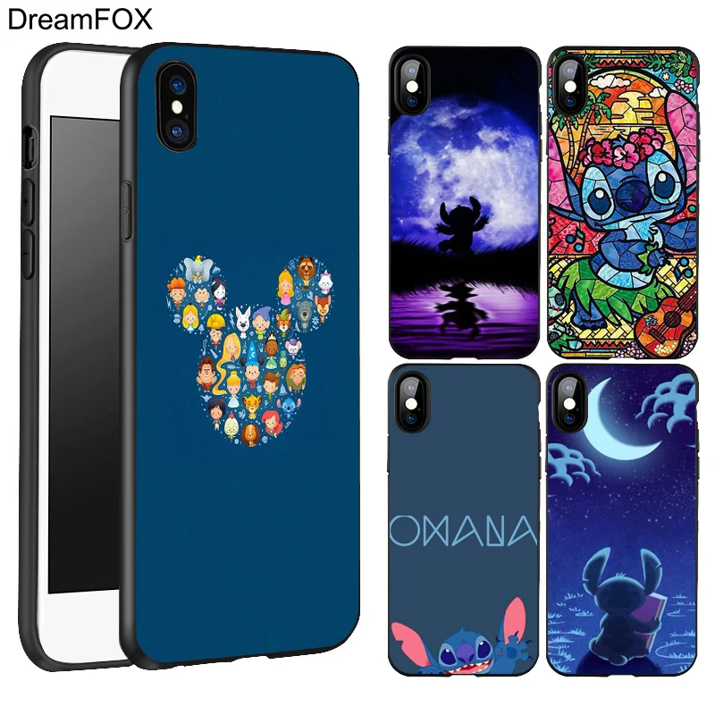 DREAMFOX L337 милый мультяшный Ститч черный мягкий Уретановый Термопластик (tpu)