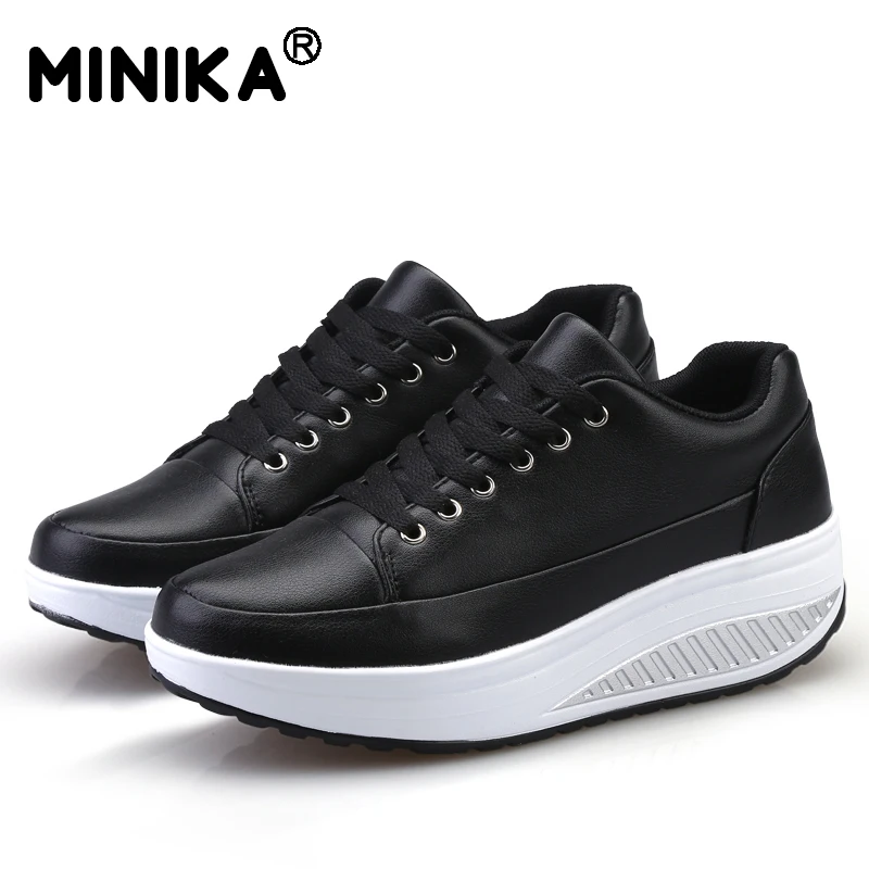 Minika Tenis Feminino женская повседневная обувь кожаная на танкетке платформе дышащая