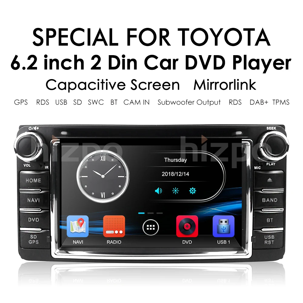 2 DIN Автомобильный dvd-проигрыватель с gps для toyota hilux Vigo prado corolla camry rav4 yaris Vios направлениях 2003 2004 2005 2006 2007 2008 Камера заднего вида