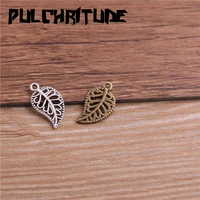 50pcs 1017mm metal alloy two color double small leaves charms pendants for jewelry making diy handmade craft