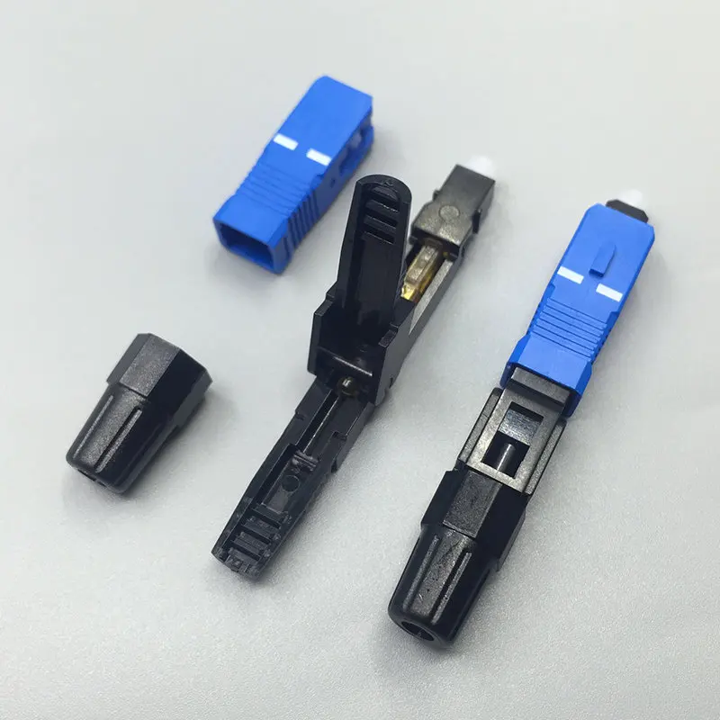 100pcs FTTH SC fast connector top ferrule IL 0.2dB(0.3db Max) SM Quick Cold Assembly field optic fibre connector ELINK factory