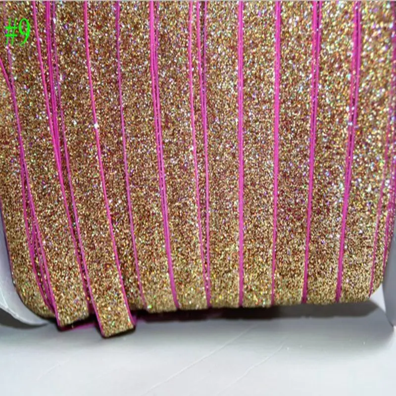 250 ярдов/партия 3/8 ''3/8" замороженный Блестящий эластичный спандекс атласные ленты повязка на голову для волос кружевная отделка ручной работы Швейные