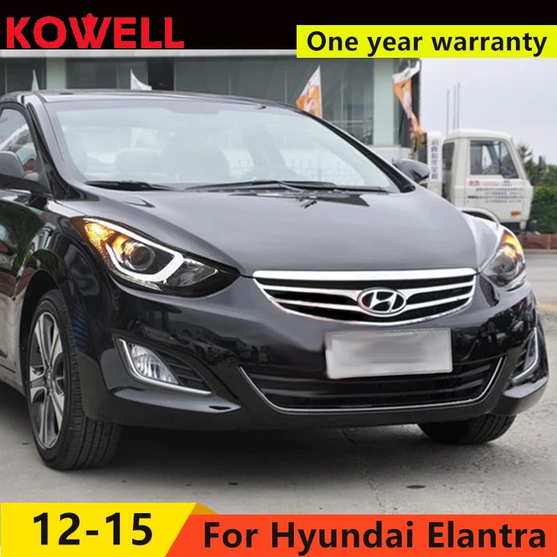 Kowell Автомобиль Стайлинг для 2012- Hyundai Elantra Фары для автомобиля стример Включите свет фар DRL bi xenon объектив высокого ближнего света