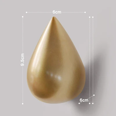 Large golden Креативные крючки деревянные капли воды декоративный крючок на стену фреска деревянный шарик-образный крючок на стену - Цвет: Large golden