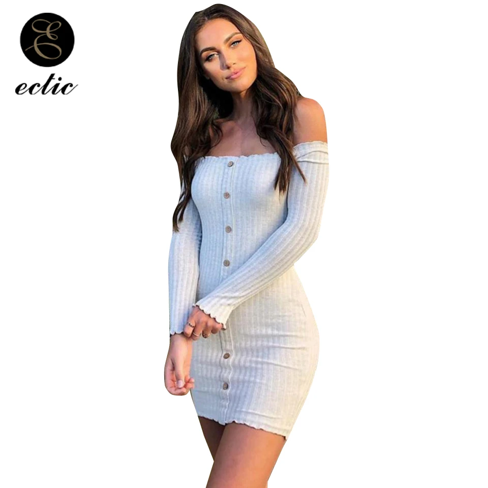 Халат с открытыми плечами Femme Ete 2018 вязаный край Мини платья женские Sukienka длинным