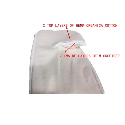 Вставка из органического пенькового хлопка для детских подгузников 4 слоя (2 + 2)