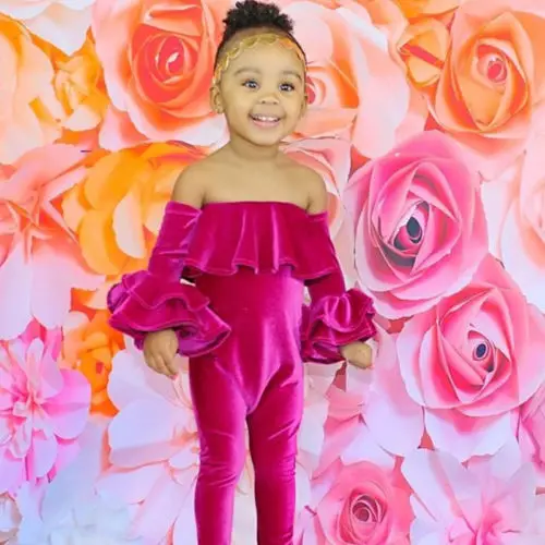 Новое поступление Розовый бархатный комбинезон для малышей маленьких девочек с