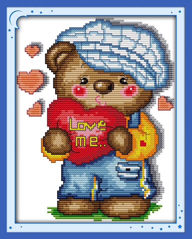 

Bear & love cross stitch kit cartoon 14ct 11ct count print canvas stitches embroidery DIY handmade needlework plus