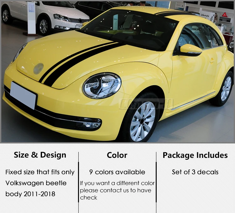 Автомобильный Стайлинг кузова полосы виниловые наклейки комплект для Volkswagen Beetle A5 2011- капот крыши задний багажник полосы наклейки