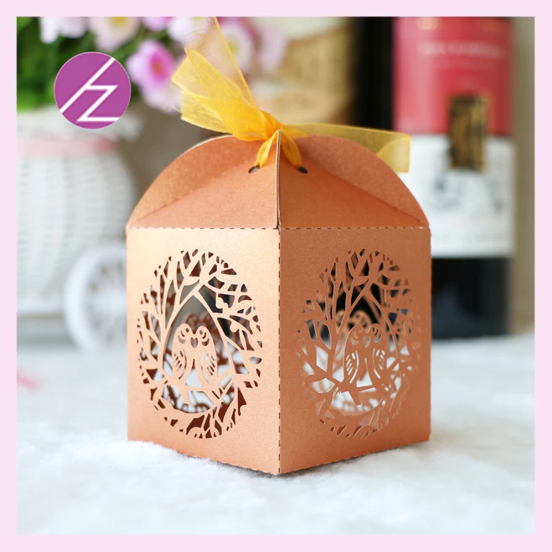 50 шт. лазерная резка мини жемчужная бумага любовь невеста клетка подарки коробка