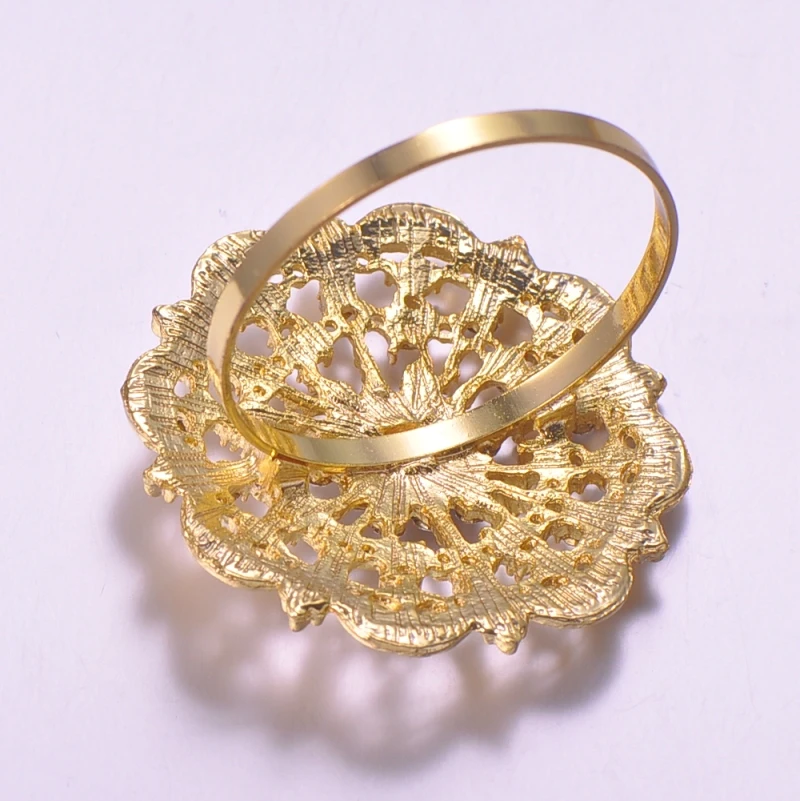 L0455-ring) диаметр 50 мм 50 шт./лот Модные кольца для салфеток со стразами для свадебного стола украшения, позолота