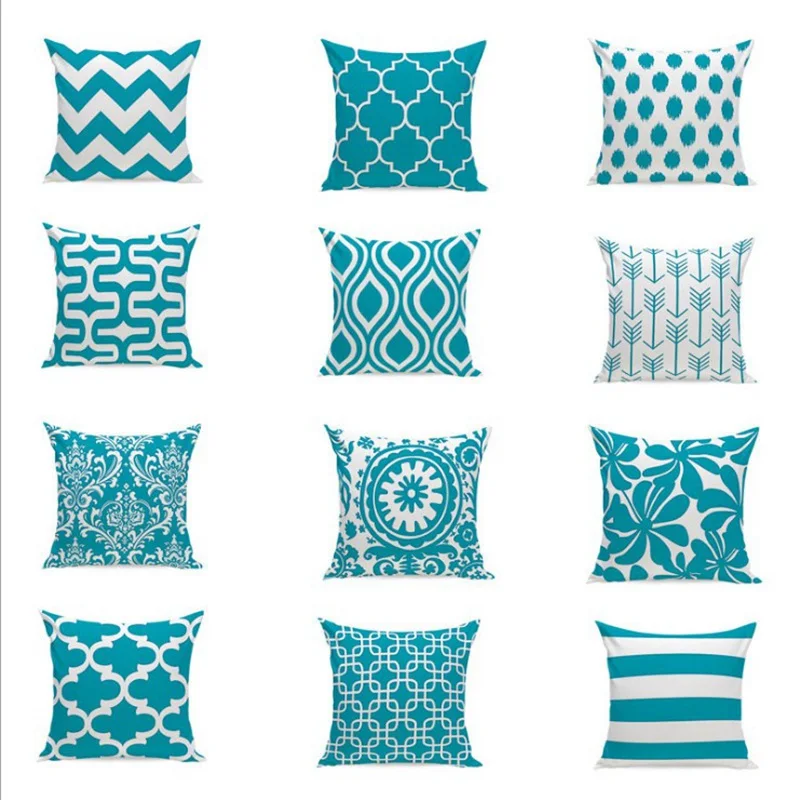 BAOLIFU Peacock Blue Decorative Cushion Cover 45*45cm Home Decor Velvet Pillow For Sofa Geometric Pillows Case | Дом и сад