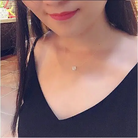 

Silver dazzling zircon necklace and invisible transparent fishing line Simple pendant chain and necklace decorated for women