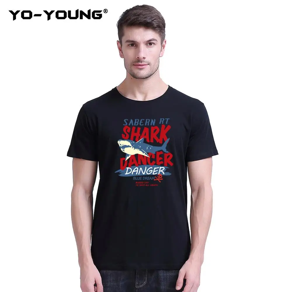 Футболка Yo Young Men Повседневная летняя хлопковая футболка унисекс с принтом Shark Dance