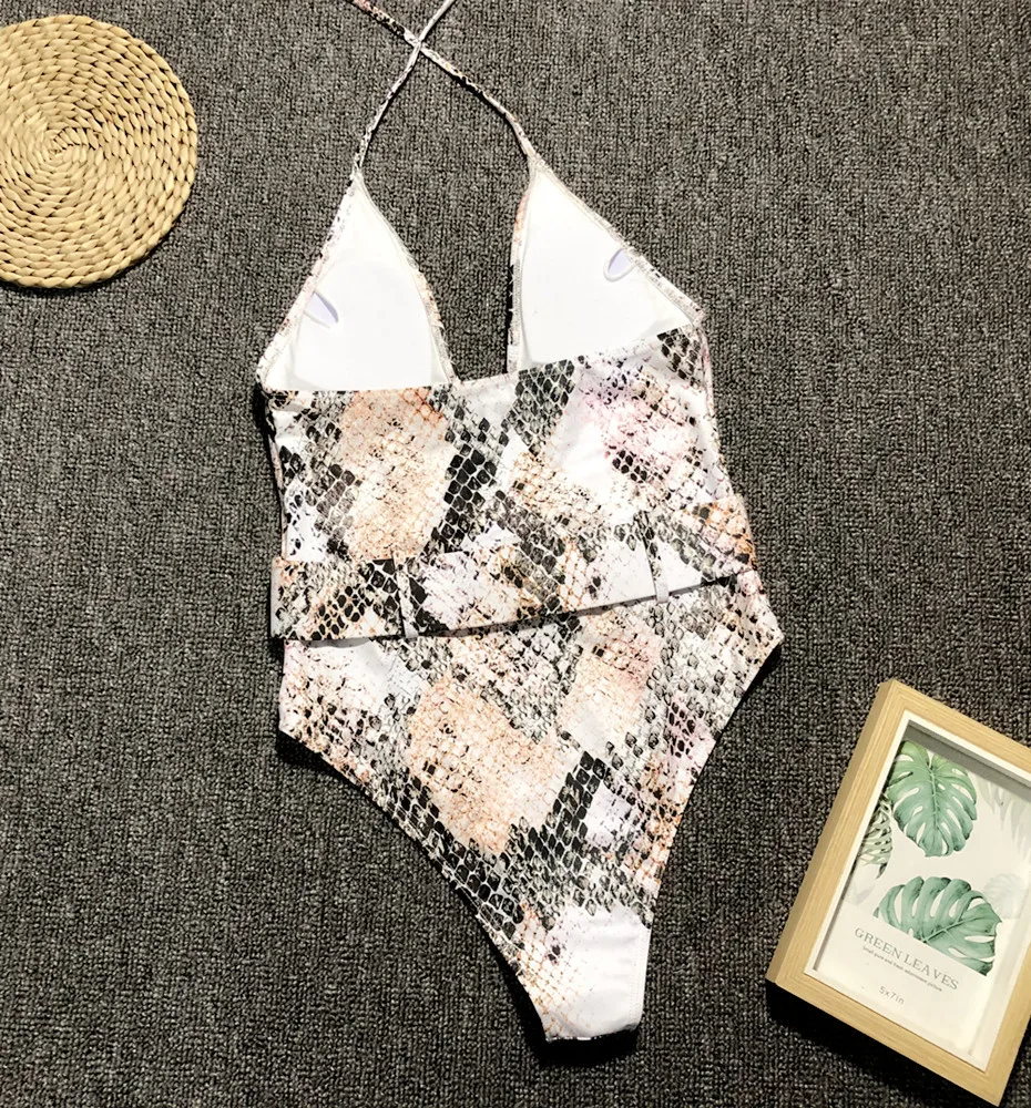 Женские Купальники пуш-ап с v-образным вырезом и поясом Дамский Монокини открытой