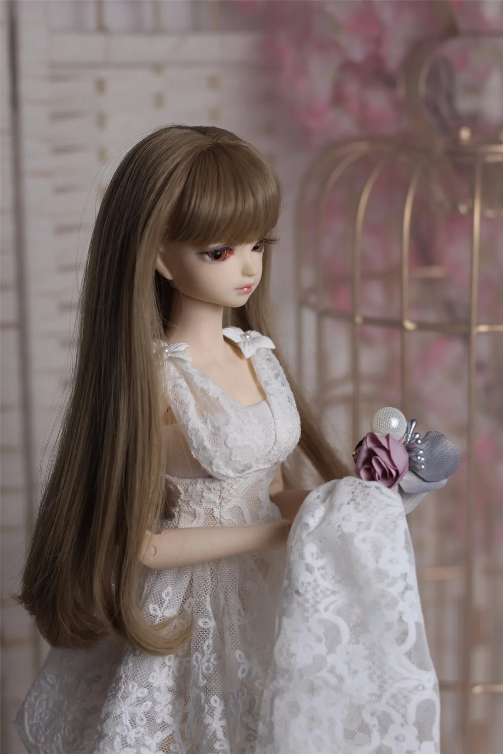 Forturn days только для 1/4 bjd кукла 45 см свадебное платье белый головной убор Леггинсы Леди кружева принцесса костюм одежда