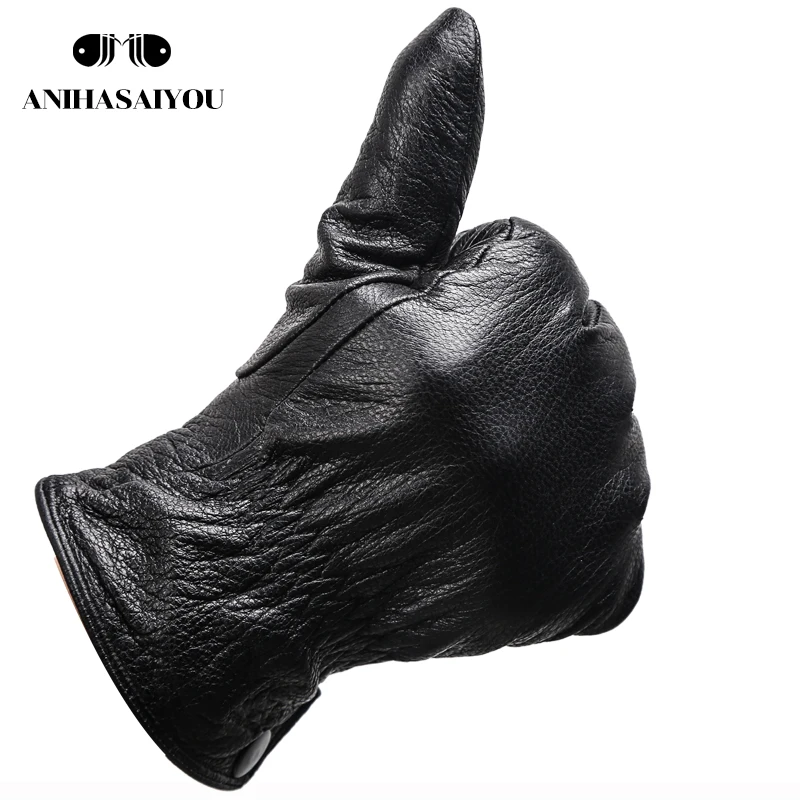 Мужские кожаные перчатки из мягкой овчины теплые мужские зимние натуральной