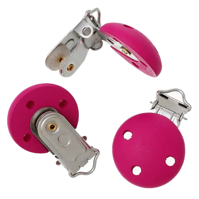 LF 5 шт. фуксия деревянный Металл детская пустышка на цепочке с прищепкой зажимы