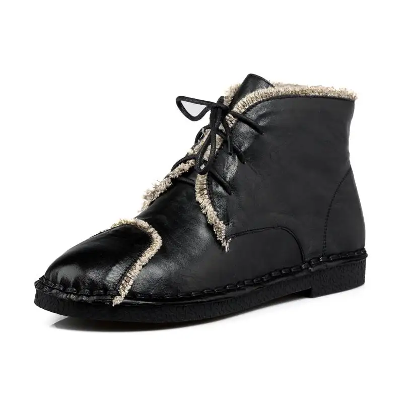 

ASUMER 2020 HOT fashion lace up ankle boots for women flat with platform genuine leather boots round toe female winter boots