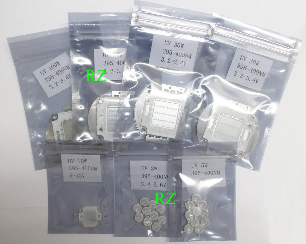 3 Вт 5W10W 20 30 50 100 45MIL UV 365 нм 380 395нм 400нм 410нм светодиодный ультрафиолетовый