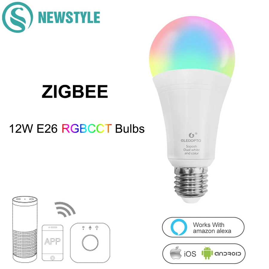ZIGBEE RGBCCT 12 Вт E26 E27 светодиодные лампы с регулируемой яркостью смарт голосовые Wifi